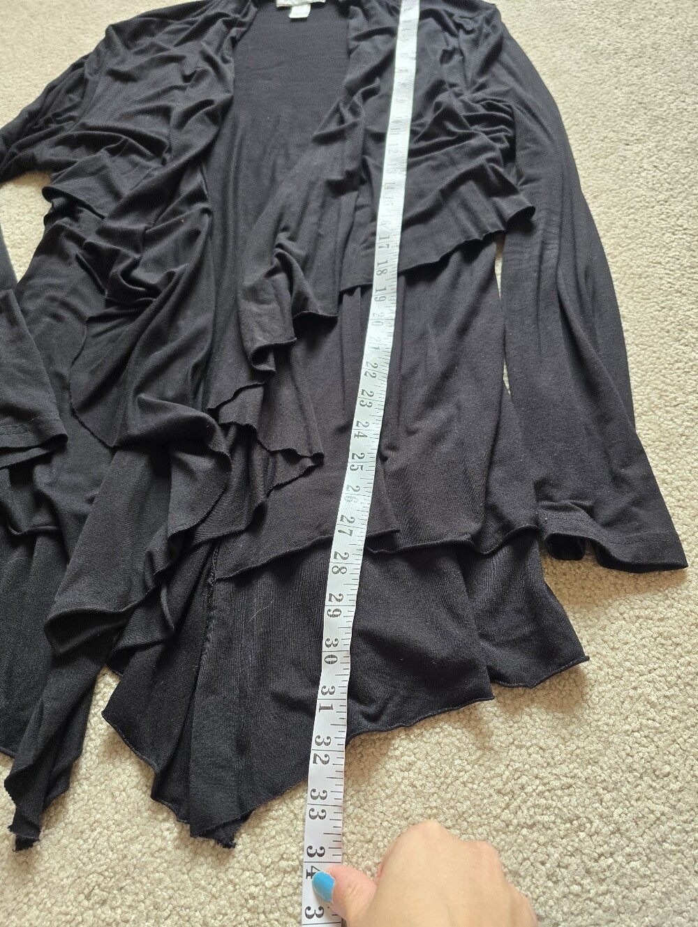 Joseph Ribkoff Black Waterfall Ruffle Cardigan Size 18 - Picture 5 of 7